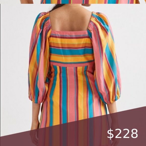 NWT Anthropologie x Farm Rio Rainbow Colorful Stripe Midi Dress - XL - Picture 3 of 5